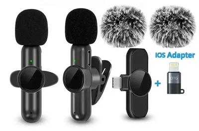 Produktbild von Mini kabelloses Lavalier-Mikrofon mit USB-C, Geräuschunterdrückung für Streaming und Videoaufnahmen - IOS-Adapter 2