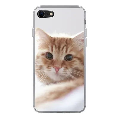 Produktbild von MuchoWow® Handyhülle Schutzhülle Hülle für iPhone 8 Katze - Rot - Bett - Mädchen - Kinder - Jungen Silikon Softcase Handy Hülle - Schutzhaube