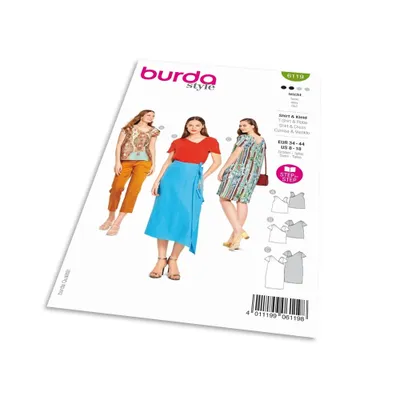 Productafbeelding van Burda patroon 6119 - Asymmetrisch T-shirt, jurk met wijde rok