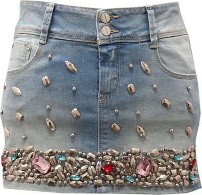 Productafbeelding van 7667AC, meisjesrok van denim met glinsterende details, voor kinderen