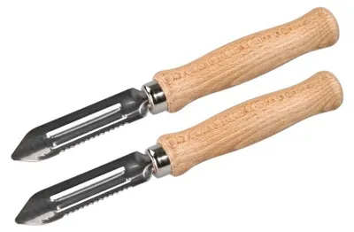 Image de Lot de 2 éplucheurs à asperges manche en bois 15 cm Fackelmann