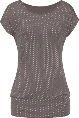Produktbild von LASCANA Longshirt mit breitem Bund taupe-gepunktet Größe 36/38