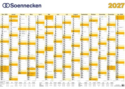 Produktbild von Plakatkalender 100x70cm 14 Monate folienkaschiert Kalendarium 2027