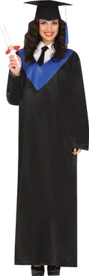 Produktbild von Absolventen Doktorhut Kostüm Abschlussfeier Akademischer Look Sommer Professor Outfit, Größe: 52 - 54 (L) Farbe: Blau