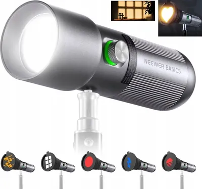 Zdjęcie produktu dla Lampa Diodowa LED Tuba Latarka Fotograficzna 10W Filtry GOBO Zoom NEEWER / FL10 / 10106178EU