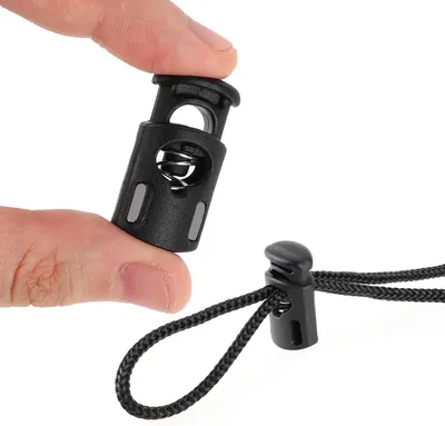 Produktbild von Kordelstopper mit 1 Loch, 30 Stück, für Schnüre bis Ø 6 mm, Schwarz