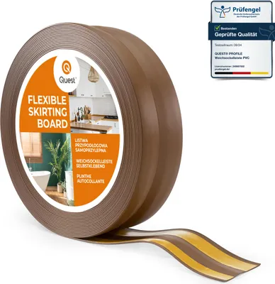 Obrázek produktu pro QUEST Podlahové lišty PVC 32x23mm, 25m, Samolepicí lišty na podlahu, pro všechny typy povrchů, bronz