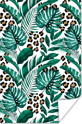 Produktbild von MuchoWow® Poster Palmenblatt - Grün - Pantherdruck 60x90 cm - Wanddekoration