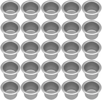 Image de 30 bougeoirs en métal argenté (aluminium) pour bougies de table et réchauds
