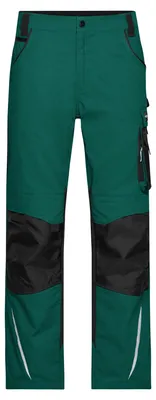 Image de James and Nicholson - Pantalon de travail pour homme LT6206 (32R) (vert foncé/noir)