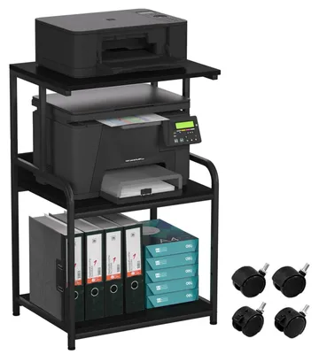 Productafbeelding van Printertafel - Printerstandaard met wielen - 3 lagen - 50 x 40 x 80 cm - Zwart