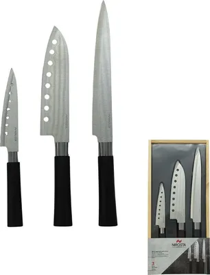 Produktbild von NIROSTA Set mit 3 japanischen Messern aus Santoku-Stahl, Gyuto und Honesuki