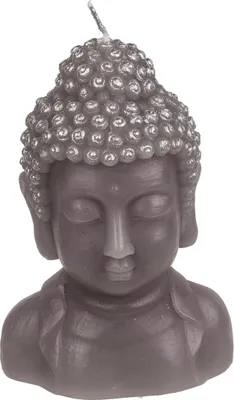 Produktbild von Stumpenkerze Buddha Kopf grau schwarz Kerze