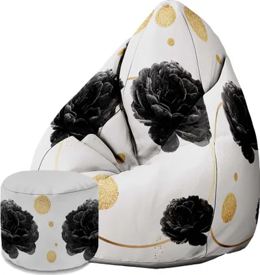Immagine prodotto di Dreamroots Bean Bag 80x80x120cm Beanbag con schienale e sgabello e copertura Cuscino da terra Chill Sack Bubibag Beanbag Roses and Circle