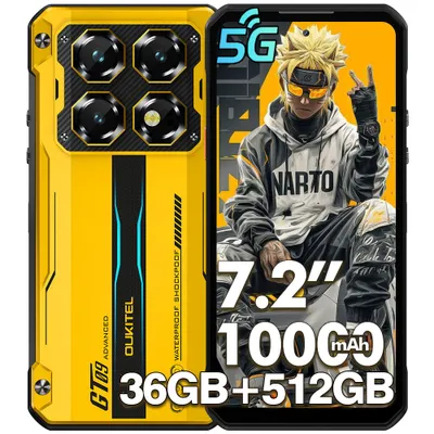 Image de OUKITEL WP60 5G Smartphone Incassable 10000mAh/33W Telephone Incassable,36(12+24)+512GO,120Hz,7.2"HD+,Android 15,108MP+32MP Caméra, IP68/GPS/NFC/OTG