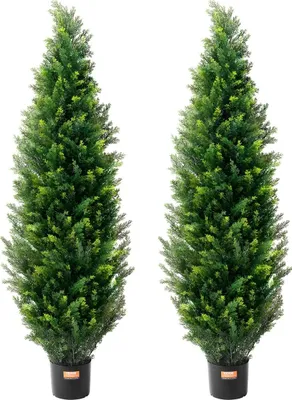 Produktbild von 2er-Pack 5' künstlicher Zedern-Formschnittbaum Kunstpflanze UV-Dekoration für drinnen und draußen