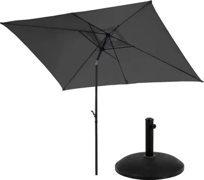 Image de SVITA Set parasol avec pied de parasol 3x2m Parasol de balcon rectangulaire gris foncé