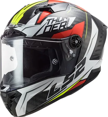 Image de Casque LS2 FF805 Thunder Chase Carbon couleur : blanc/rouge, taille : XL (61/62)