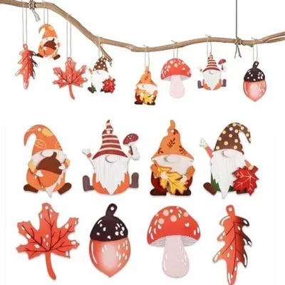 Image de Décoration d'automne en bois, lot de 24 pièces