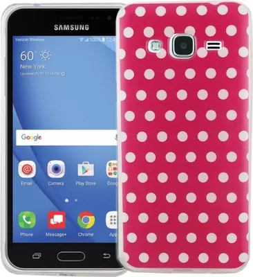 Produktbild von Handy Hülle für Samsung Galaxy J3 Cover Case Schutz Tasche Motiv Slim Silikon TPU Polka Dot Pink