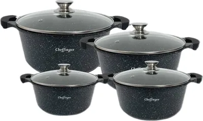 Image de Casseroles avec couvercle - noir - 8 pièces