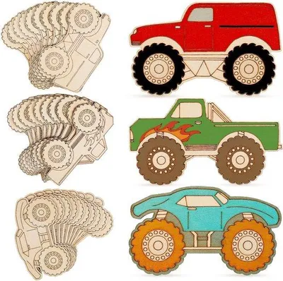 Produktbild von Houten Uitsparingen für Bastelautos - 30 Stück - Natur - Schildern - Dekoration - Geschenkbesenker
