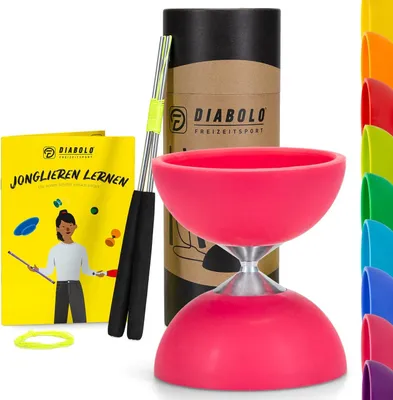 Imagen del producto de Kit básico de diabolo para deportes y ocio - Rosa - Incluye: diabolo, dos mangos de aluminio, cuerda de seguridad y manual de instrucciones. Perfecto
