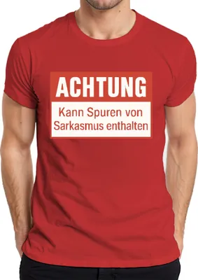 Zdjęcie produktu dla Uwaga, zawiera ślady sarkazmu śmieszna koszulka męska z sarkastycznym humorem, czerwony, 3XL