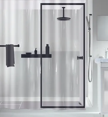 Obrázek produktu pro Spirella, sprchový závěs proti plísním – antibakteriální, pratelný, vodotěsný – materiál PEVA, design „Illusion“, rozměry 180x200 cm, transparentní