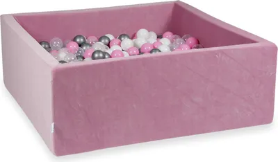 Immagine prodotto di Bacinella 110x110x40cm Velvet Soft Pink con 600 palline: Rosa cipria, argento, bianco, trasparente