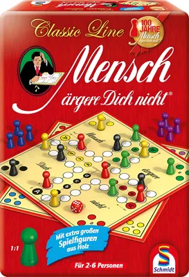 Produktbild von Schmidt Spiele Familienspiel Strategiespiel Classic Line Mensch ärgere Dich nicht 49439