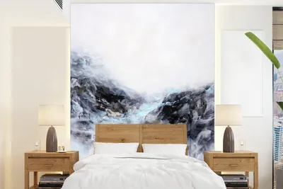 Produktbild von MuchoWow® Fototapete für Wohnzimmer oder Schlafzimmer Wandtapete Vinyl Motivtapete Schwarz - Weiß - Farbe - Abstrakt - 190x260 cm - Papiertapete