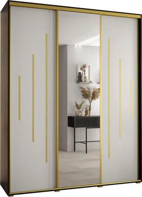 Produktbild von MEBLE KRYSPOL Davos 13 Schrank, drei Türen - 235,2x190x60 cm - Schwarz Weiß Gold