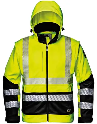 Produktbild von Sir Safety STARMAX Warnschutz-Softshelljacke Herren winddicht EN ISO 20471 Klasse 2, M, HI-VIS GELB/SCHWARZ