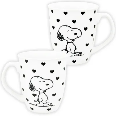 Produktbild von The Peanuts Tasse Snoopy - Herzen Tasse Kaffeetasse Kaffeebecher Weiß aus Keramik 280 ml