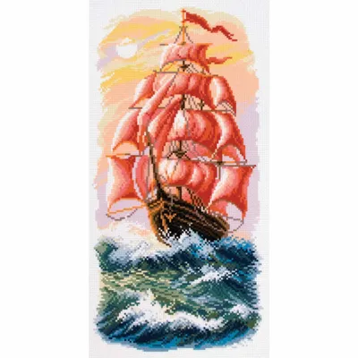 Produktbild von Aida-Stoff mit Kreuzstichmuster „Sail“ pa1640, 18 x 36 cm