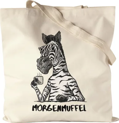 Produktbild von Morgenmuffel Jutebeutel Stoffbeutel Canvas  Kein Morgenmensch Erstmal Kaffee Büro Kollegen Zebra Geschenk