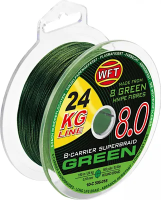 Produktbild von WFT KG 8 grün 150m - Geflochtene Angelschnur, Durchmesser/Tragkraft:0.14mm / 19kg Tragkraft