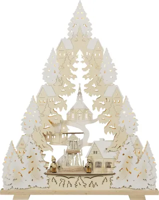 Produktbild von Lichterspitze "Seiffener Kirche" natur (52cm) von Saico Seiffen
