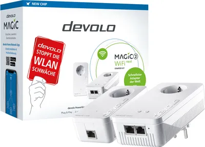 Produktbild von Devolo Magic 2 WiFi next Starter Kit 2400 Mbit/s Wbudowane połączenie Ethernet WLAN Biały 2 szt