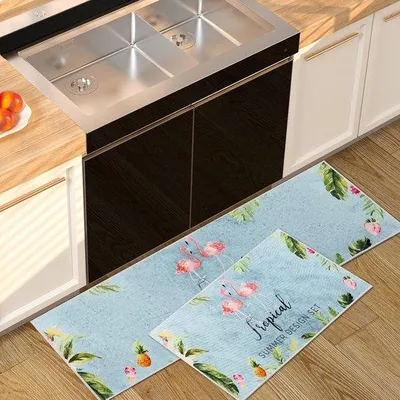 Obrázek produktu pro Kuchyňské rohože, sada kuchyňských tapet, protiskluzové, omyvatelné, 2dílná, (40 x 60 cm + 40 x 120 cm)