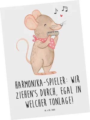 Produktbild von Mr. & Mrs. Panda Grußkarte Harmonika Spieler - Weiß - Geschenk, Postkarten, Leidenschaft, spruchkarte, Musikinstrument, Postkarte, Musiker, Instrument, Ansichtskarten