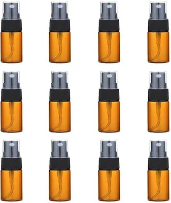 Image de Lot de 12 flacons pulvérisateurs - Flacons en verre - Légers, vides et réutilisables - Fine brume - Design compact - Capacité de 10 ml - Flacon pulvérisateur