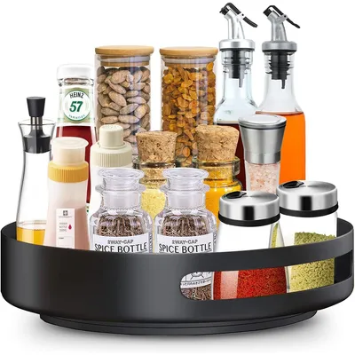 Produktbild von Gewürzregal Drehbar, Drehteller 31cm, Drehbares Gewürzregal Organizer für Schrank Speisekammer Küche Arbeitsplatte Kühlschrank Büro