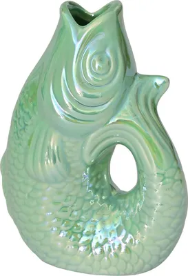 Produktbild von Gift Company Vase Monsieur Carafon XS, Dekovase in Fisch-Form, Steingut, Rainbow Mint, 13 cm, 1087402092