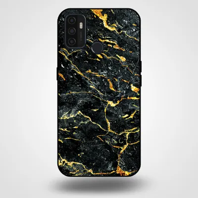 Produktbild von Smartphonica Handytasche für OPPO A32 / A53 / A53s mit Marmordruck - TPU Rückseitenschutzhülle Marmordesign - Gold Schwarz