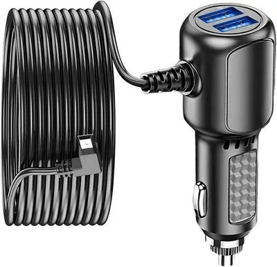 Image de Adaptateur 12 V pour voiture avec 3,5 A, 2 ports USB, connecteur mini-USB, pour caméras embarquées et GPS avec caméra embarquée