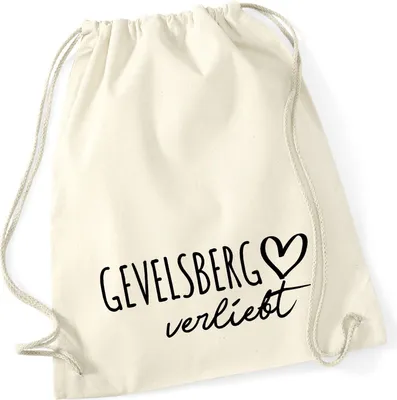 Produktbild von Huuraa Turnbeutel Gevelsberg verliebt 12 Liter Natural Baumwolle Rucksack Geschenkidee