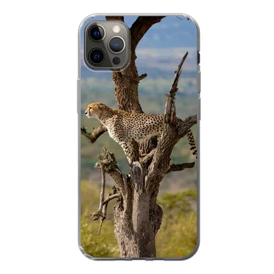 Produktbild von MuchoWow® Handyhülle Schutzhülle Hülle für iPhone 12 Pro Max Leopard - Baum - Tier Silikon Softcase Handy Hülle - Hartschale
