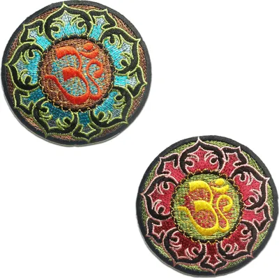 Obrázek produktu pro Om Symbol Meditation - nášivka, nažehlovací, nažehlovací nášivka, nášivka, nažehlovací, Velikost: Ø 8,4 cm